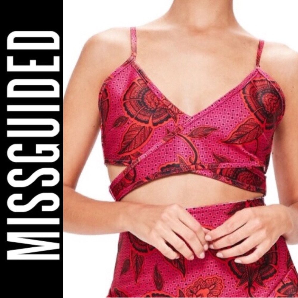 Missguided Wrap Bandage Paisley Crop Top
